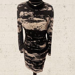 H&M DIVIDED Women's Marble Black and Blush Dress Size (L)